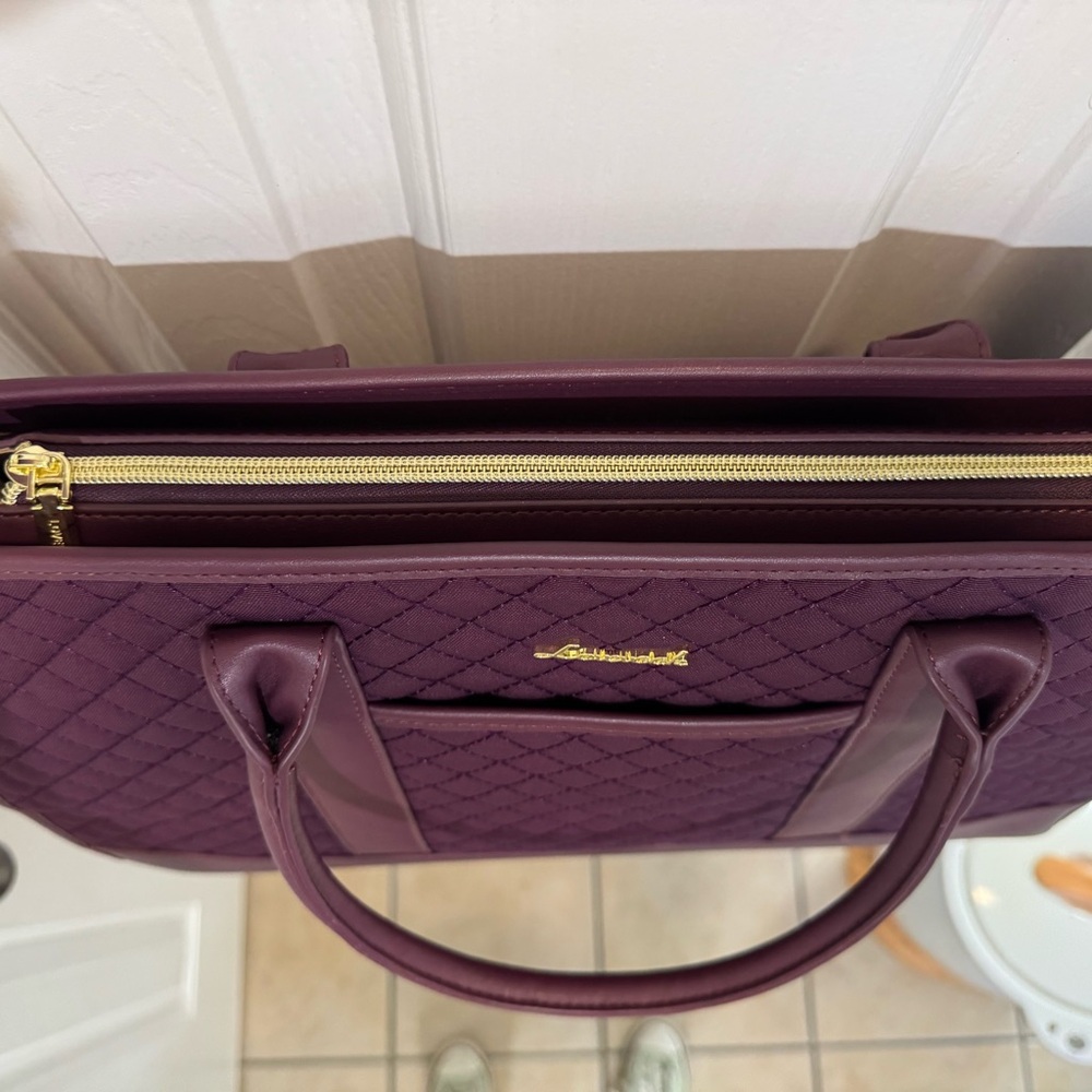 Lovevook Purple Quilted waterproof Laptop Bag with Structured Handles - Picture 5 of 16